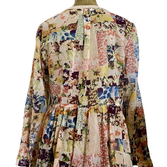 Anthropologie MAEVE Abella Floral CottageCore PINTUCK Babydoll Tunic TOP Size 6 - Picture 4 of 16